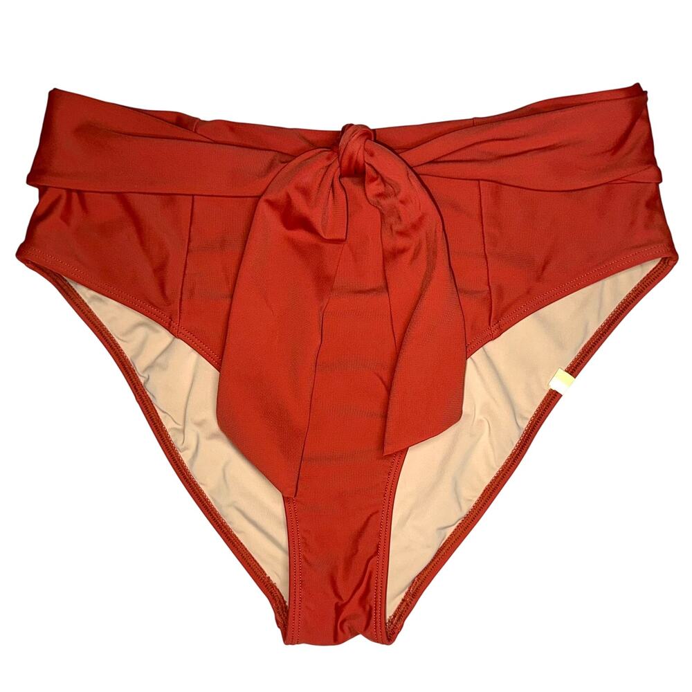 Summersalt Marguerite High Leg Mid Rise Belted Burnt Orange Bikini Bottom Size 8